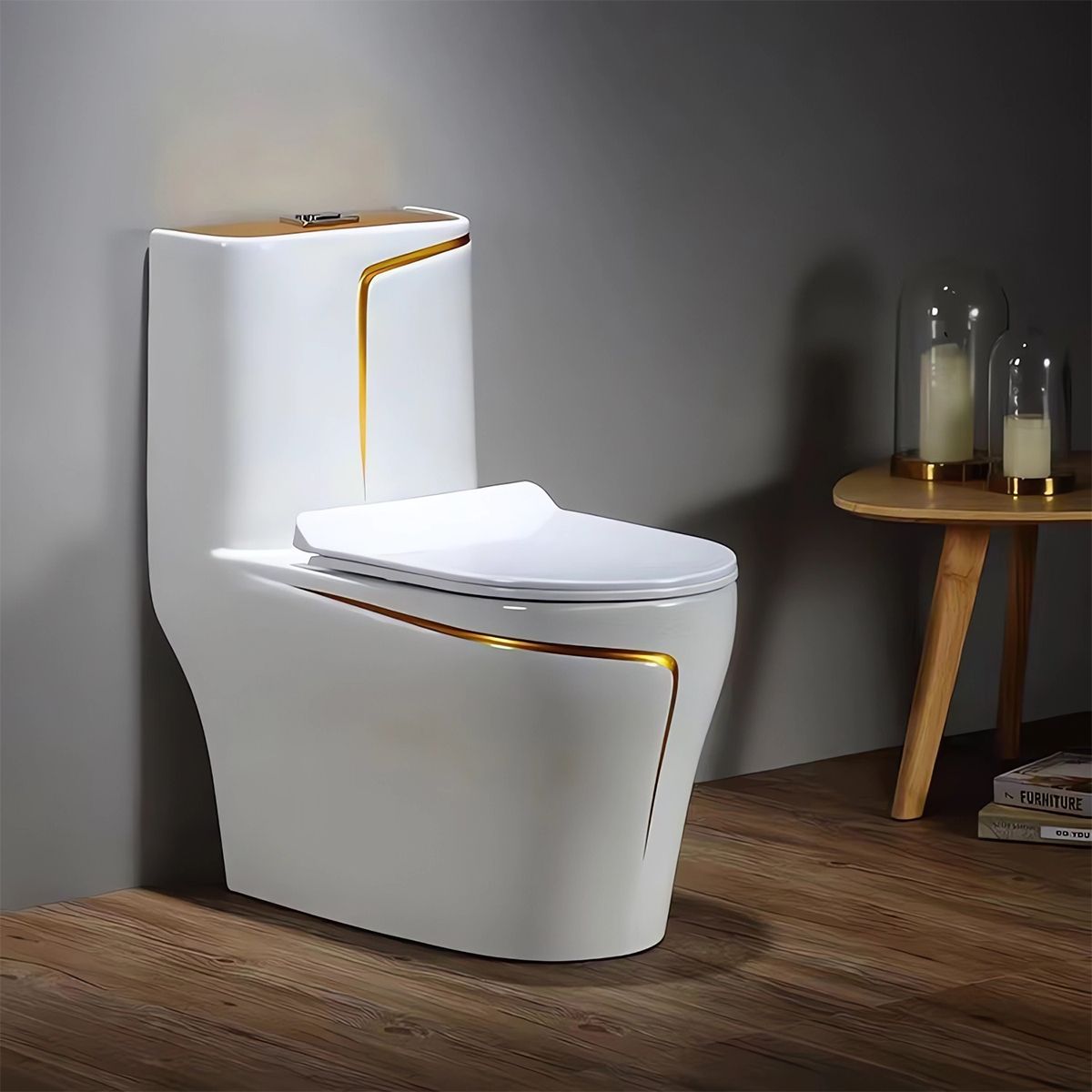 Vas WC Lazio, 70x37 cm, rezervor inclus, Alb Gold Line, montaj podea, capac cu soft-close inclus, Royalty Line by Ego