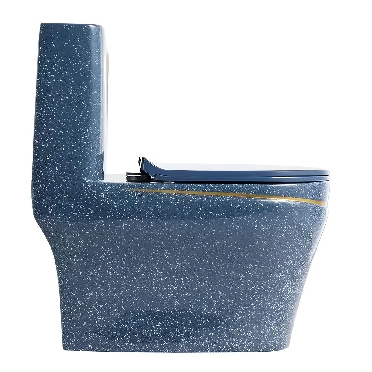 Vas WC Lazio Albastru Terrazo, Rimless, SifonFlush, 69x39 cm, Rezervor Inclus, montaj podea, capac inclus, Royalty Line by Ego