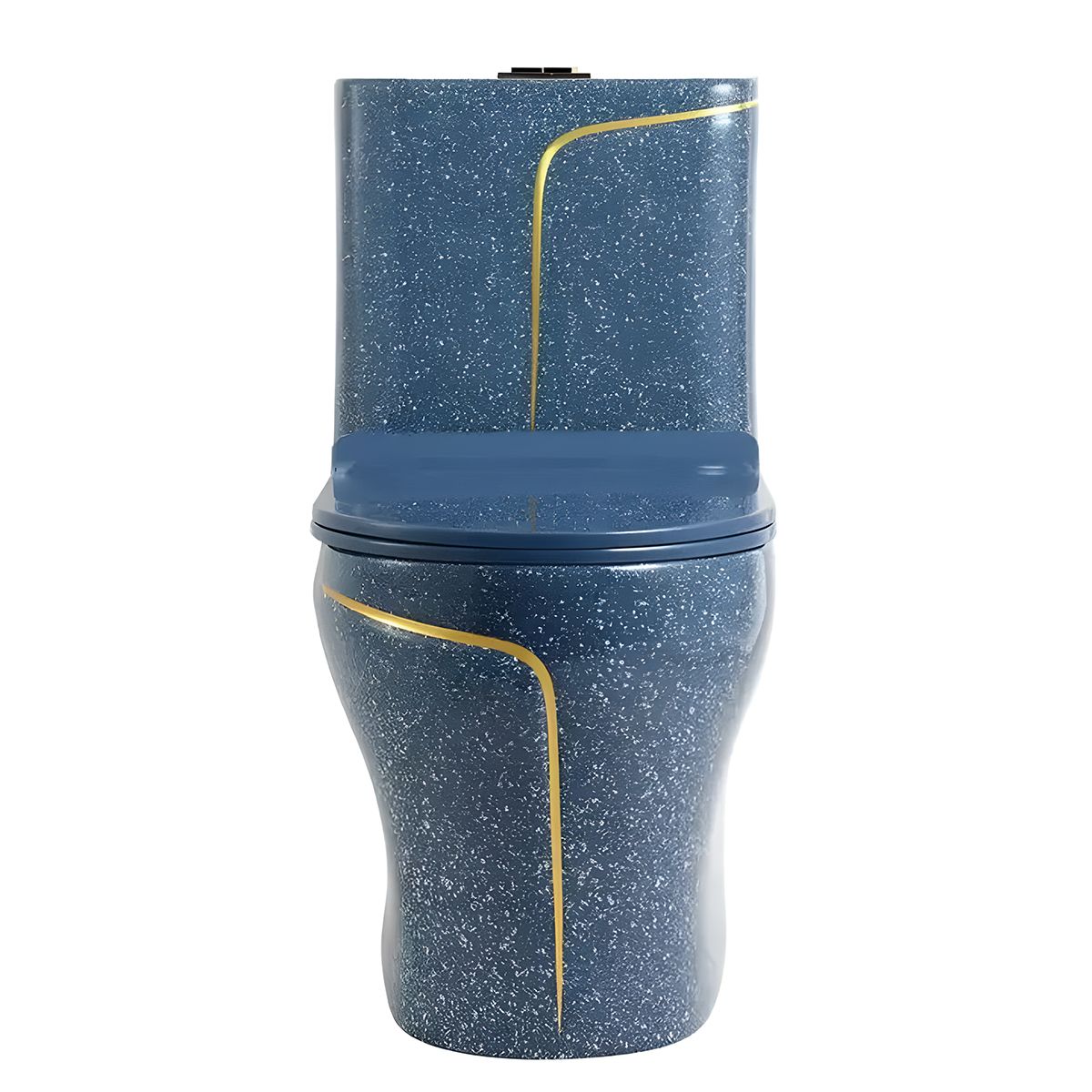 Vas WC Lazio Albastru Terrazo, Rimless, SifonFlush, 69x39 cm, Rezervor Inclus, montaj podea, capac inclus, Royalty Line by Ego