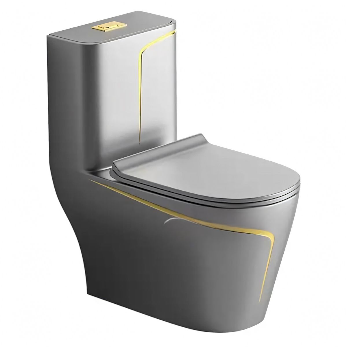 Vas WC Lazio Grey Rimless, 70x37 cm, Rezervor Inclus, montaj podea, capac cu soft-close inclus, Royalty Line by Ego