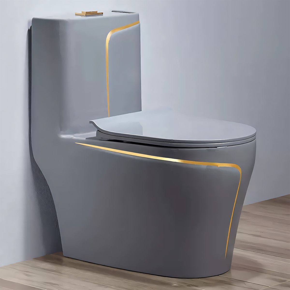 Vas WC Lazio Grey Rimless, 70x37 cm, Rezervor Inclus, montaj podea, capac cu soft-close inclus, Royalty Line by Ego
