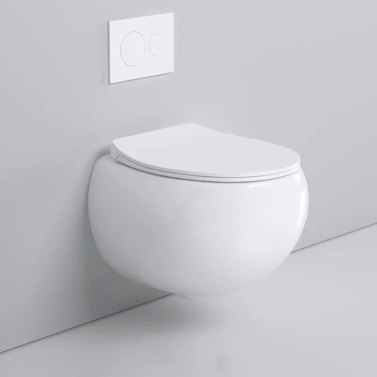 Vas wc, montaj suspendat, Rimless,  Alb Lucios, 47x45 cm, ceramica santiara, capac duroplast cu Soft Close, Roli