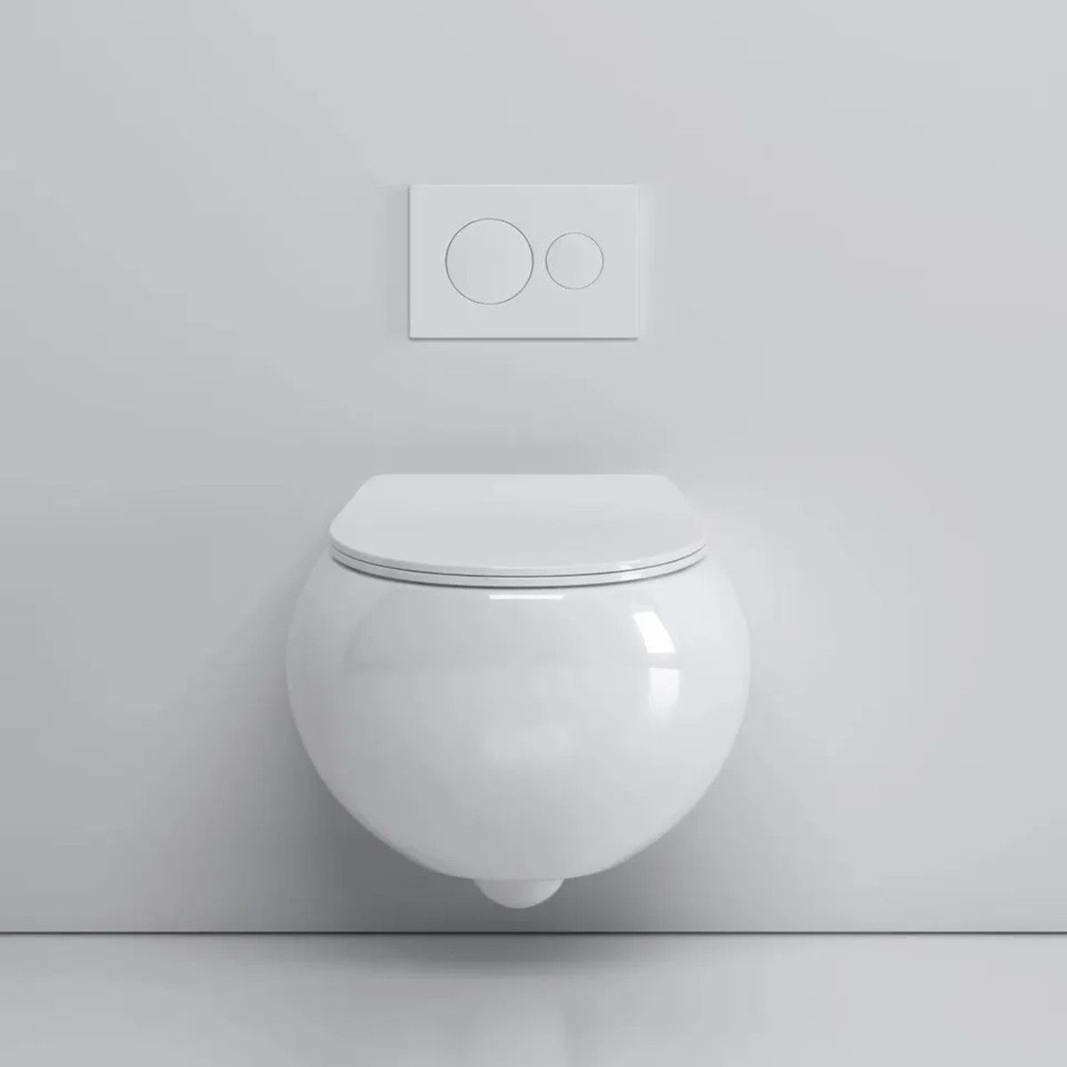 Vas wc, montaj suspendat, Rimless,  Alb Lucios, 47x45 cm, ceramica santiara, capac duroplast cu Soft Close, Roli