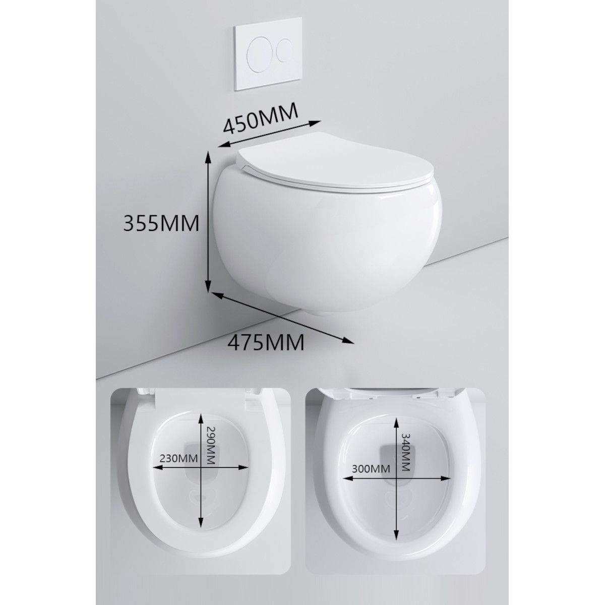 Vas wc, montaj suspendat, Rimless, Negru Mat, Power colour, 47x45 cm, ceramica santiara, capac duroplast cu Soft Close, Roli