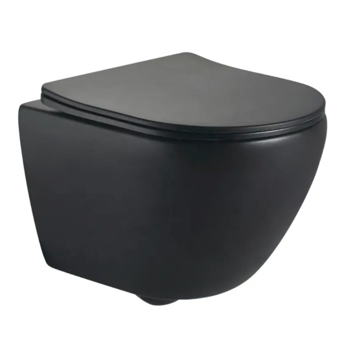 Vas Wc, Negru Mat, Power Color, Rimless, 49x37 cm, montaj suspendat, capac Duroplast, ceramica sanitara, Ben