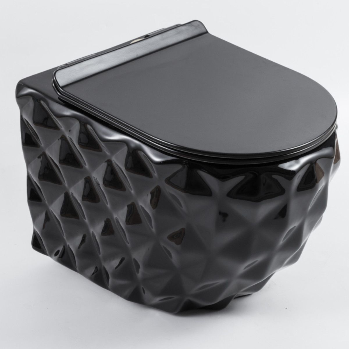Vas Wc, Negru, Rimless, 49x36 cm, montaj suspendat, capac Duroplast, ceramica sanitara, Sidef