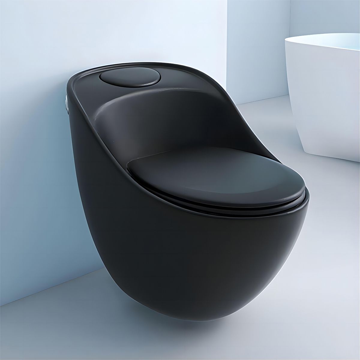 Vas WC New Santa Rimless, 69x46 cm, Rezervor Incorporat, Negru Mat, Power Colour, montaj podea, capac cu soft-close inclus