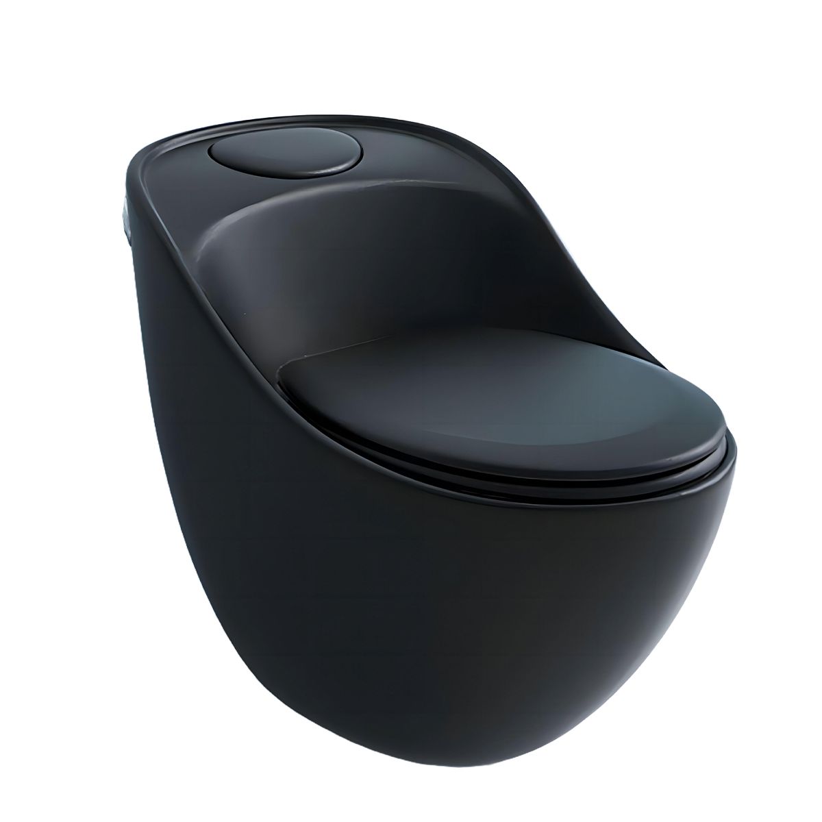 Vas WC New Santa Rimless, 69x46 cm, Rezervor Incorporat, Negru Mat, Power Colour, montaj podea, capac cu soft-close inclus