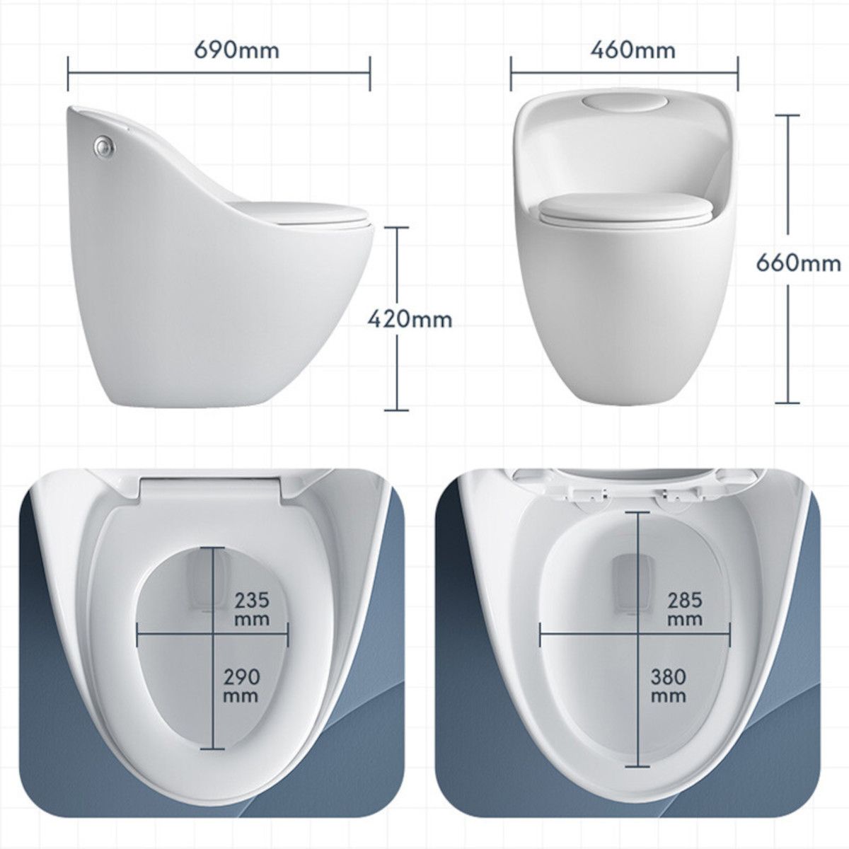 Vas WC New Santa Rimless, 69x46 cm, Rezervor Incorporat, Negru Mat, Power Colour, montaj podea, capac cu soft-close inclus