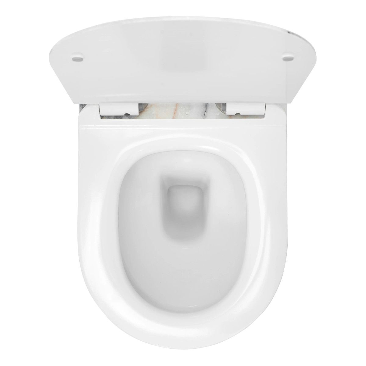 Vas Wc REA-Carlo Slim Granit Shiny Rimless, finisaj granit, Capac Duroplast, ceramica sanitara, montaj suspendat, 49x37 cm