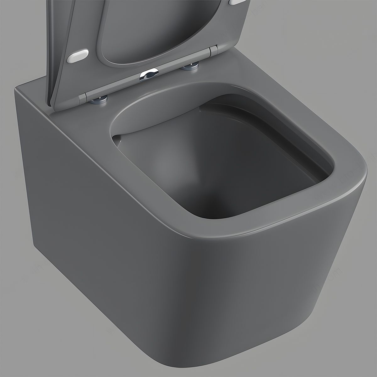 Vas WC Rimless, Gri Mat, Power Color,  montaj suspendat, capac duroplast slim soft-close inclus, Alfonso