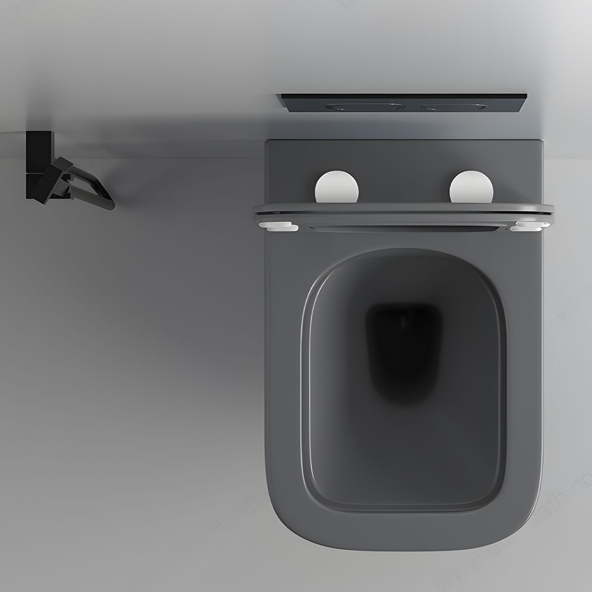 Vas WC Rimless, Gri Mat, Power Color,  montaj suspendat, capac duroplast slim soft-close inclus, Alfonso
