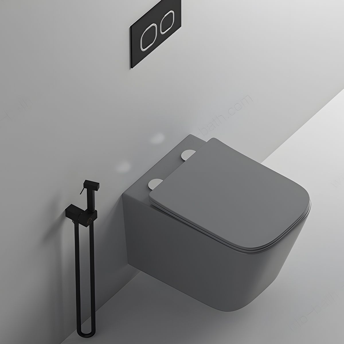 Vas WC Rimless, Gri Mat, Power Color,  montaj suspendat, capac duroplast slim soft-close inclus, Alfonso