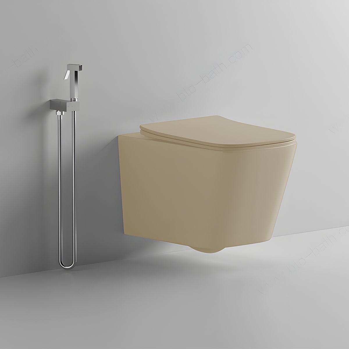 Vas WC Rimless, Jasmine Mat, Power Color,  montaj suspendat, capac duroplast slim soft-close inclus, Alfonso