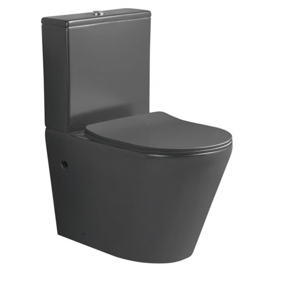 Vas WC Rimless, rezervor inclus, 2 piese, Gri Mat, Power color, montaj podea, capac duroplast slim soft-close, Dario