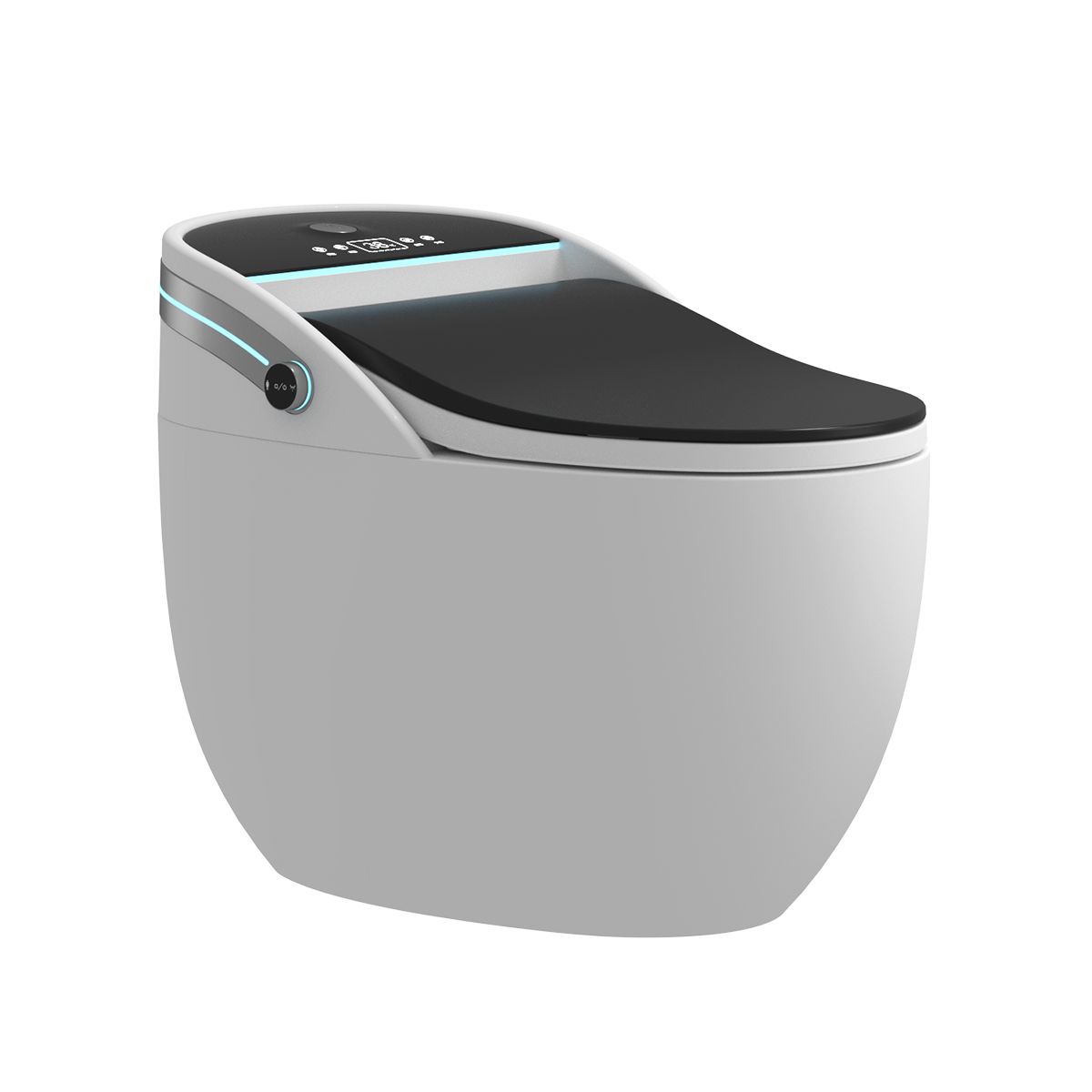 Vas wc smart, functie de bideu, dezinfectare UV, afisaj Led, functii avansate, montaj pe podea, 74x46 cm, Alb, Leon