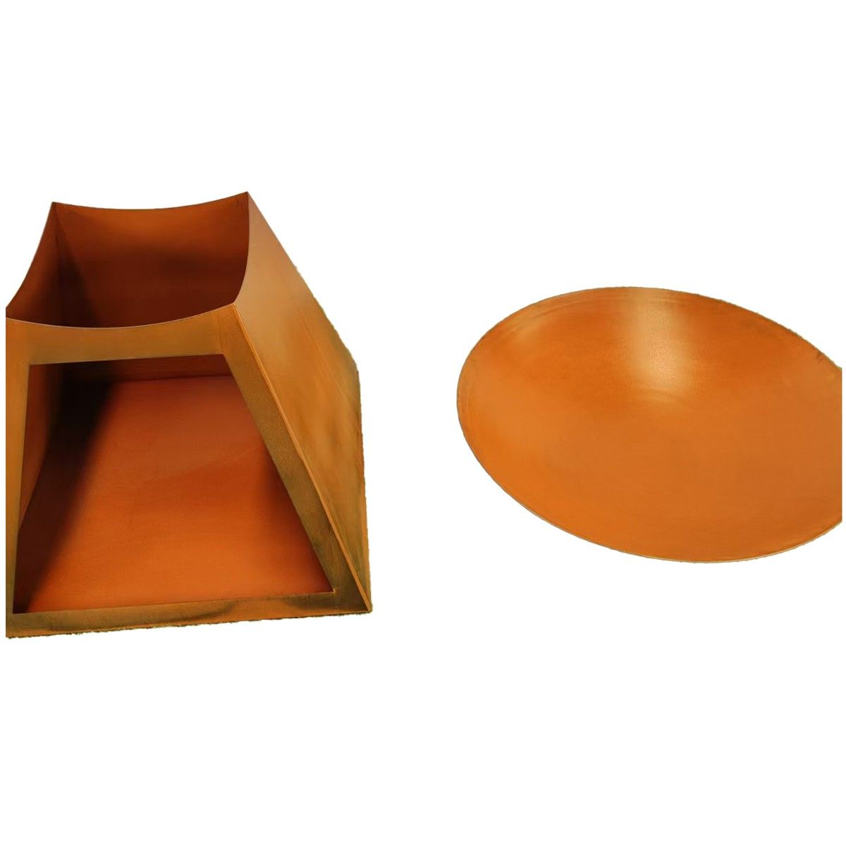 Vatra de foc cu suport pentru lemne, otel corten de 2.5 cm, dia 80 x H 70 cm, Vulcanis