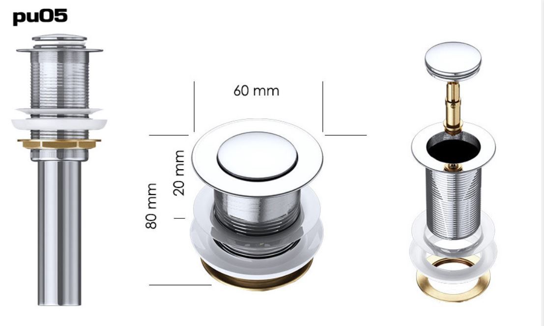 Ventil EGO PU02-05, push-up open, cu sau fara preaplin, design deosebit